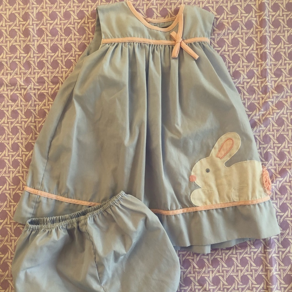 Baby girl Easter bunny dress set 12m